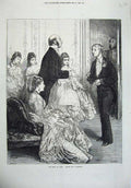 Original Old Antique Print 1872 Romance Dancing Men Women Barnard Victorian