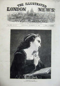 Old Antique Print 1872 Fine Art Portrait Meditation Beautiful Young Girl 19th