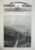 Old Antique Print 1872 Boundary British Columbia America Trees Hills Art 19th