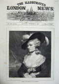 Original Old Antique Print 1872 Portrait Mrs Robinson Beautiful Woman Reyns