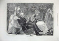 Original Old Antique Print 1872 Fine Art Men Women Romance Bird Flowers Garden