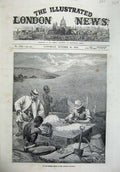 Original Old Antique Print 1872 Sorting Table Diamond Diggings Men Mining Art