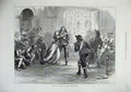 Original Old Antique Print 1872 Lyceum Theatre Scene King Charles I Sword Fight