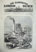 Original Old Antique Print 1872 Morley Main Colliery Dewsbury Explosion Mining