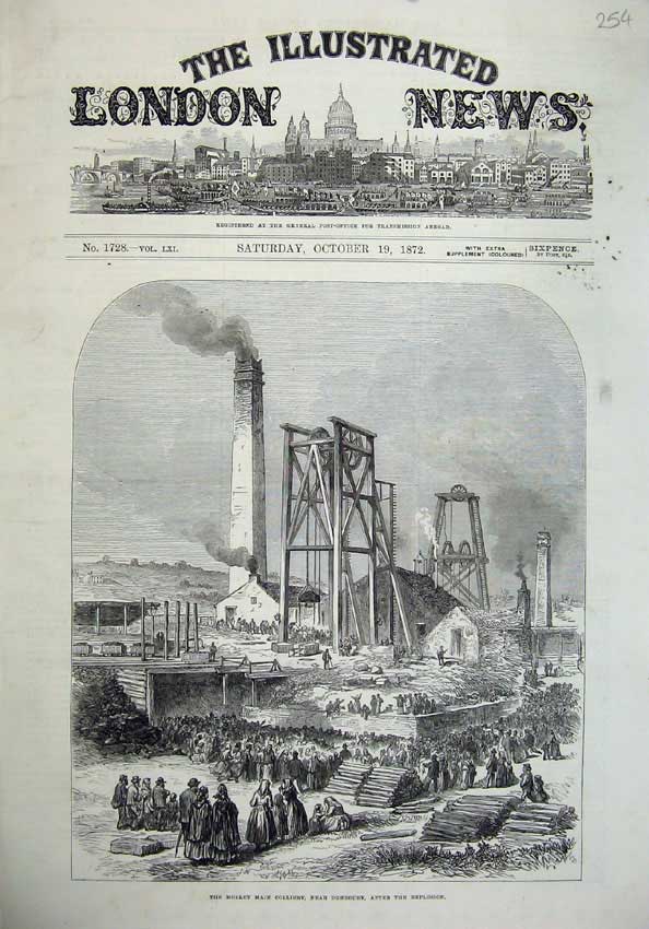 Original Old Antique Print 1872 Morley Main Colliery Dewsbury Explosion Mining