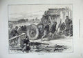 Old Antique Print 1872 Scene Japanese Workmen Men Pulling Cart Fire Wood 19th
