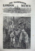 Original Old Antique Print 1872 Fine Art Women Children Gathering Blackberries