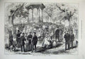 Old Antique Print 1872 German Millitary Musical Band Promenade Rheims Art 19th
