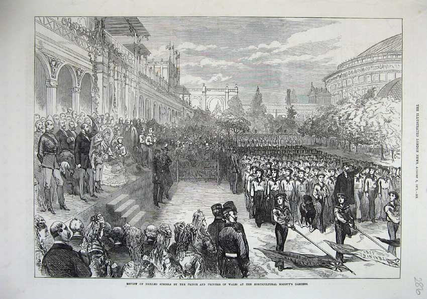 Old Antique Print Prince Wales Horticultural Society Garden Schools 1872 19th