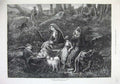 Old Antique Print 1872 Highland Pastoral Man Dog Women Children Sheep Art 19th