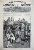 Original Old Antique Print 1872 Lord'S Cricket Ground Eton Harrow Match Sport