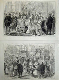 Antique Old Print 1872 Reception Thiers Palace Elysee Place Georges Paris 19th