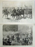 Original Old Antique Print 1872 Emperor Berlin TempelhGarden Palace Potsdam