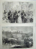 Old Antique Print 1872 Emperors Berlin Banquet Palace Bridge Pickelsdorf 19th