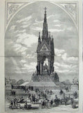 Old Antique Print 1872 Prince Consort National Memorial Statue Fine Art 19th