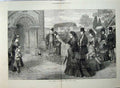 Old Antique Print 1872 Sunday Morning Whippingham Church Isle Wight Art 19th