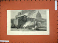 Old Antique Print 1872 Fire City Flour Mills Thames Street Buildings Art 19th