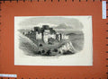 Original Old Antique Print 1872 Kala'At El Husnsyrian Desert Castle Building
