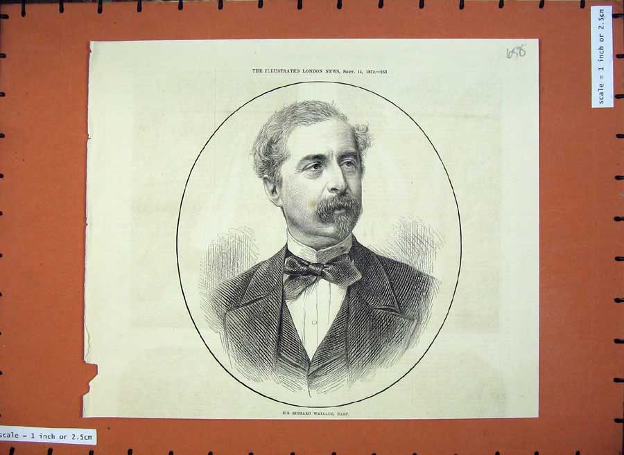 Original Old Antique Print 1872 Portrait Sir Richard Wallace Bart Man Art 19th