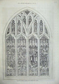 Original Old Antique Print 1873 Shakespeare Window Stratford-On-Avon Church