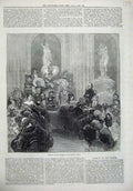 Original Old Antique Print 1873 Banquet Mayors London Mansion House Fine Art