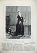 Old Antique Print 1873 Le Beau Page Beautiful Woman Dog Burgers Fine Art 19th