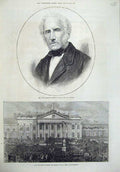 Old Antique Print 1873 Lord Houghton Statue Peel Huddersfield Alessandro 19th
