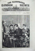 Old Antique Print 1873 Hospital Sunday Offering Families Pews Church Art 19th