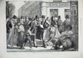 Original Old Antique Print 1873 Madrid Spain Loungers Calle De Sevilla Fine Art