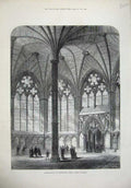 Old Antique Print 1873 Chapter House Westminster Abbey Architecture Art 19th