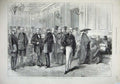 Original Old Antique Print 1873 Spanish Republic Lobby Cortes Madrid Spain 19th