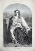 Original Old Antique Print 1873 Repose Egypt Paul Delaroche Woman Baby Museum