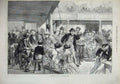 Old Antique Print 1873 Berlin Germany Workmens Ball Romance Dancing Art 19th