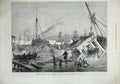 Old Antique Print 1873 Disaster Smyrna Coffee House River Boats Fine Art 19th