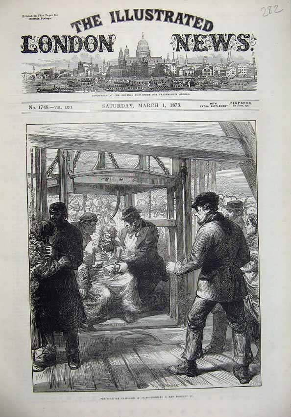 Old Antique Print 1873 Colliery Explosion Staffordshire Injured Man Art 19th