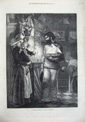 Old Antique Print 1873 Sailor Normandy Candle Light Model Ship Mother Art 19th