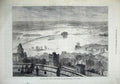 Original Old Antique Print 1873 Floods Valley River Thames Tower Windsor Castle