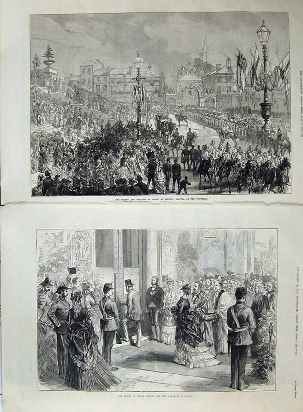 Antique Old Print 1873 Prince Wales Townhall Bolton Street Procession Art 19th
