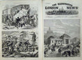 Antique Old Print 1873 Vienna Exhibition Emperor Pavilion Goods Train Men 19th