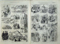 Old Antique Print 1873 Vienna Chalets Danube Priests Munich Horse People 19th