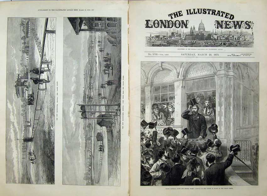 Original Old Antique Print 1873 Prince Wales Grand National Racecourse Bristol