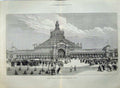 Original Old Antique Print View Grand Entrance Vienna Exhibition Palace 1873