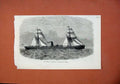 Original Old Antique Print Mail Steamership LeopAntwerp Valparaiso Sea 1873