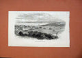 Old Antique Print 1873 Sailing Ship Channel Fleet Tagus Buildings Hills 19th