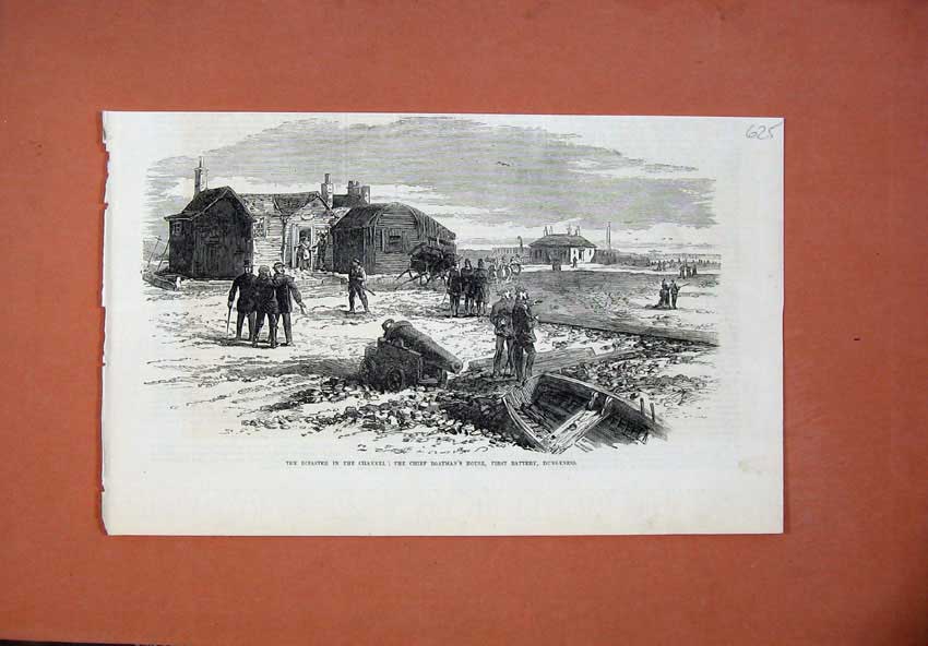 Old Antique Print 1873 Disaster Channel Chief Boatman'S House Dungeness 19th