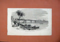 Old Antique Print 1873 New Bridge Across River Nile Cairo Egypt Boats Art 19th