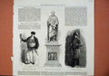 Original Old Antique Print 1873 Statue Peel Huddersfield Madrid Watchman Dagger