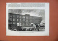 Antique Old Print *0197 1873 Fire Railway Carriage Works Platting Manchester