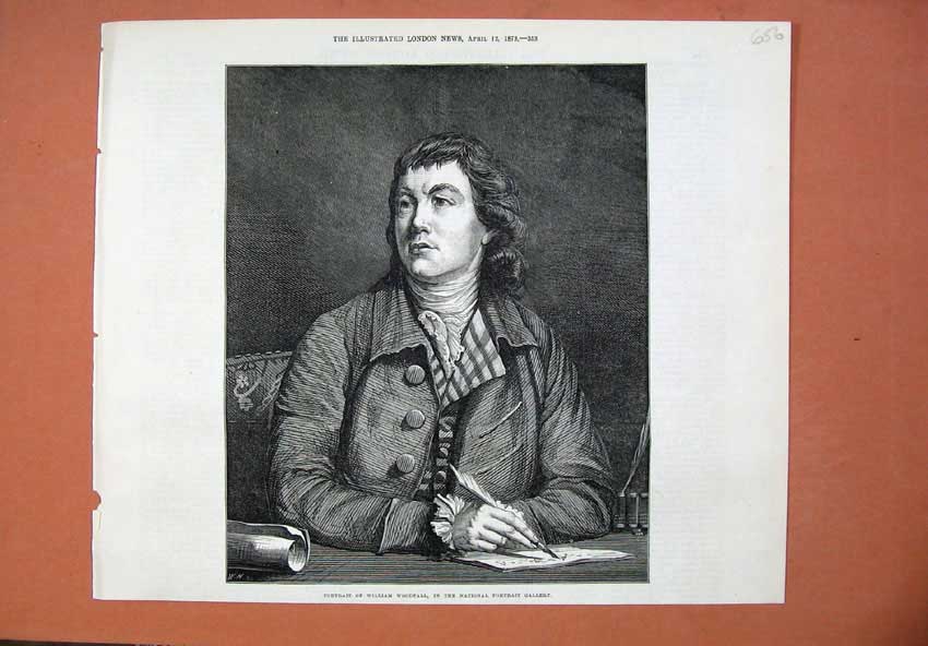 Old Antique Print 1873 William Woodfall National Portrait Gallery Man Art 19th