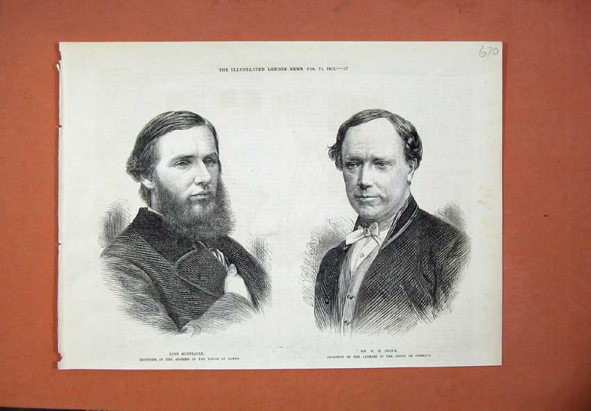 Original Old Antique Print 1873 Lord Monteagle Mr Stone House Lords Commons Men